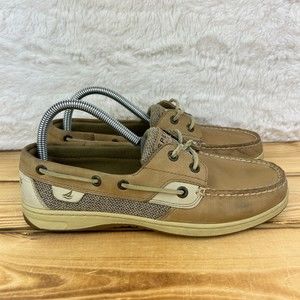 Sperry Top Sider Womens Size 8.5 Bluefish 2 Eye Boat Shoes Tan Linen Oat 9276619